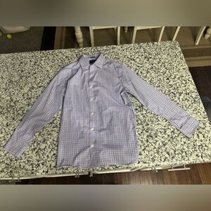 Fairlane Slim Fit Purple Check Dress Shirt Men’s Large Short